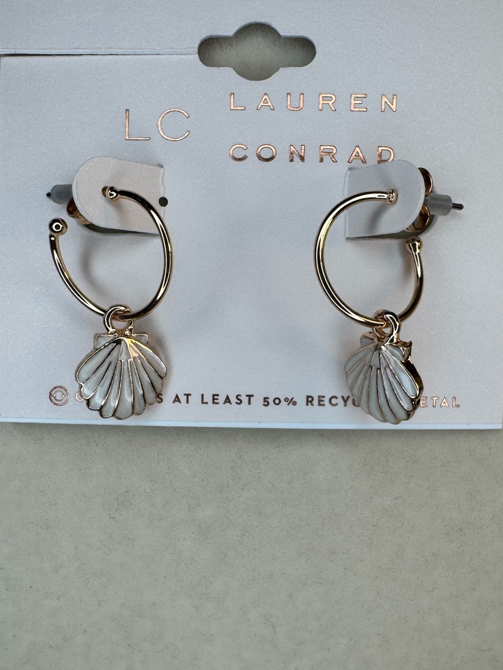 New LC Lauren Conrad hoop earrings with seashell charms